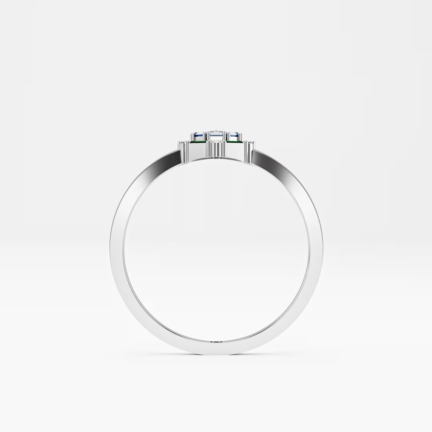 Octagonal Star Cluster Ring - Sapphire, Emerald & Diamond