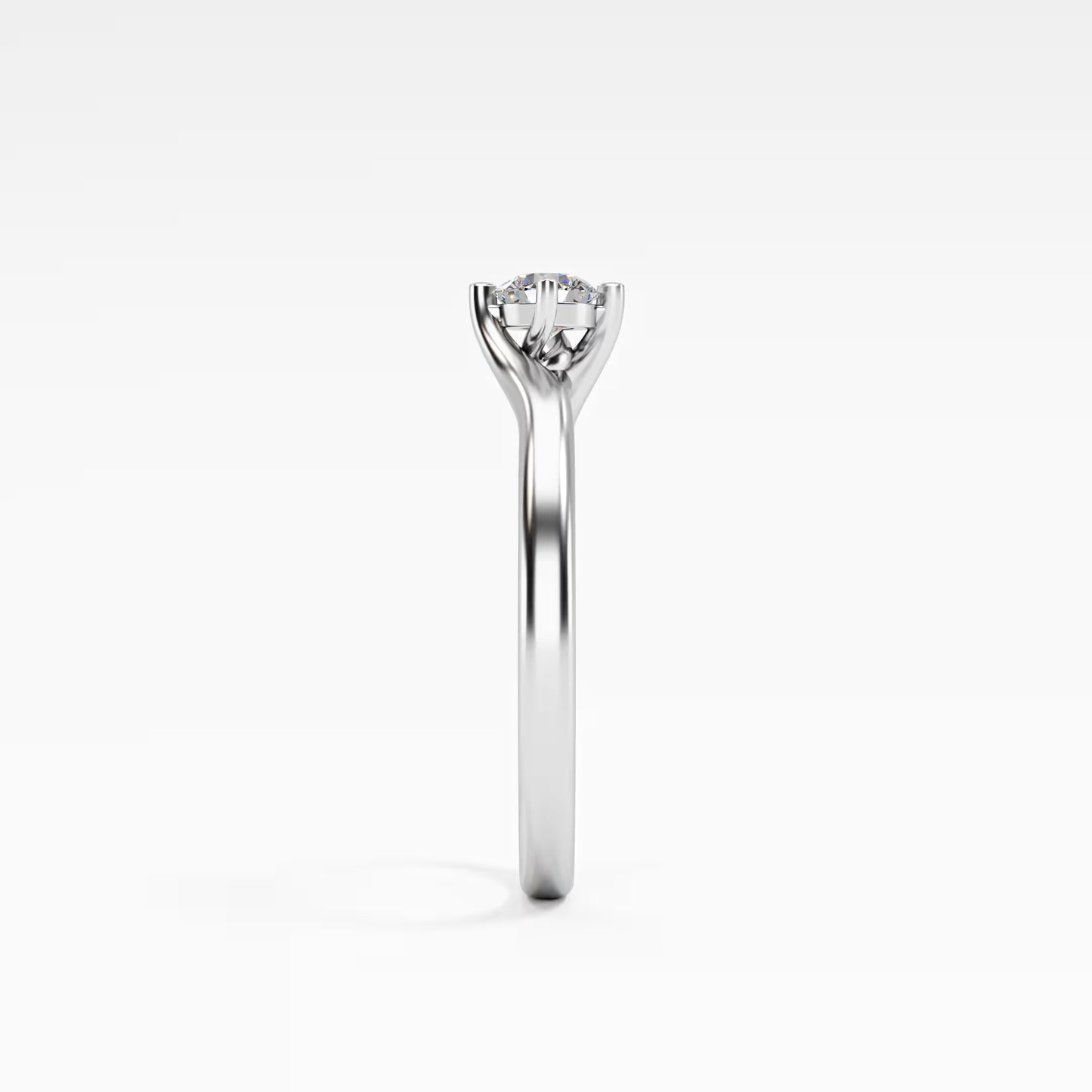 The Soft Solitaire - Gold Round Prong Diamond Comfort Fit Ring