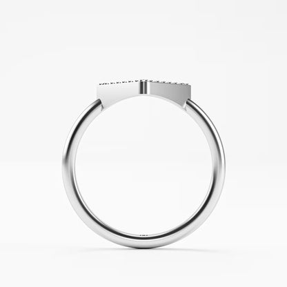 Geometric Pavé Chevron Band - Gold Diamond Triangle Ring