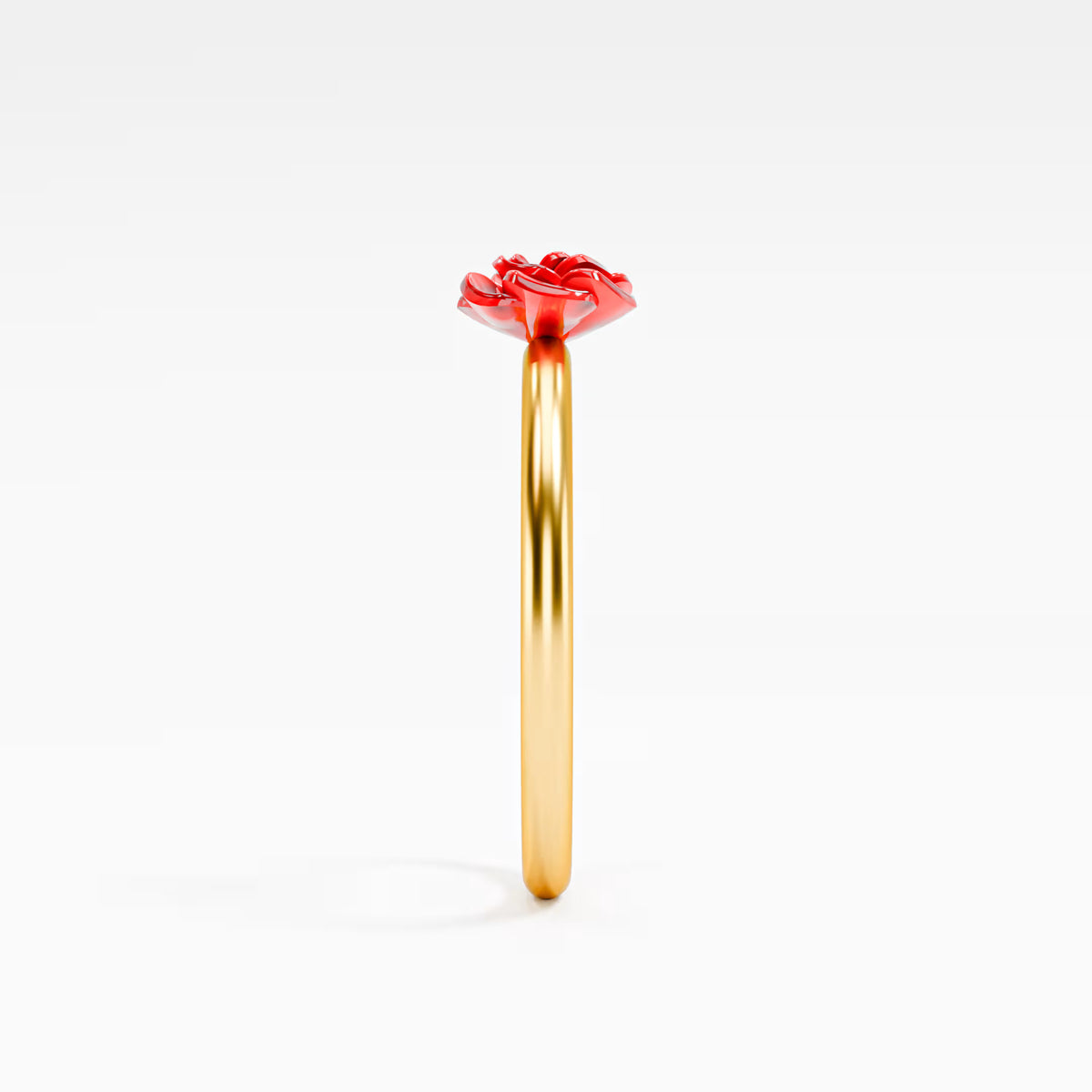 Red Enamel Rose Ring