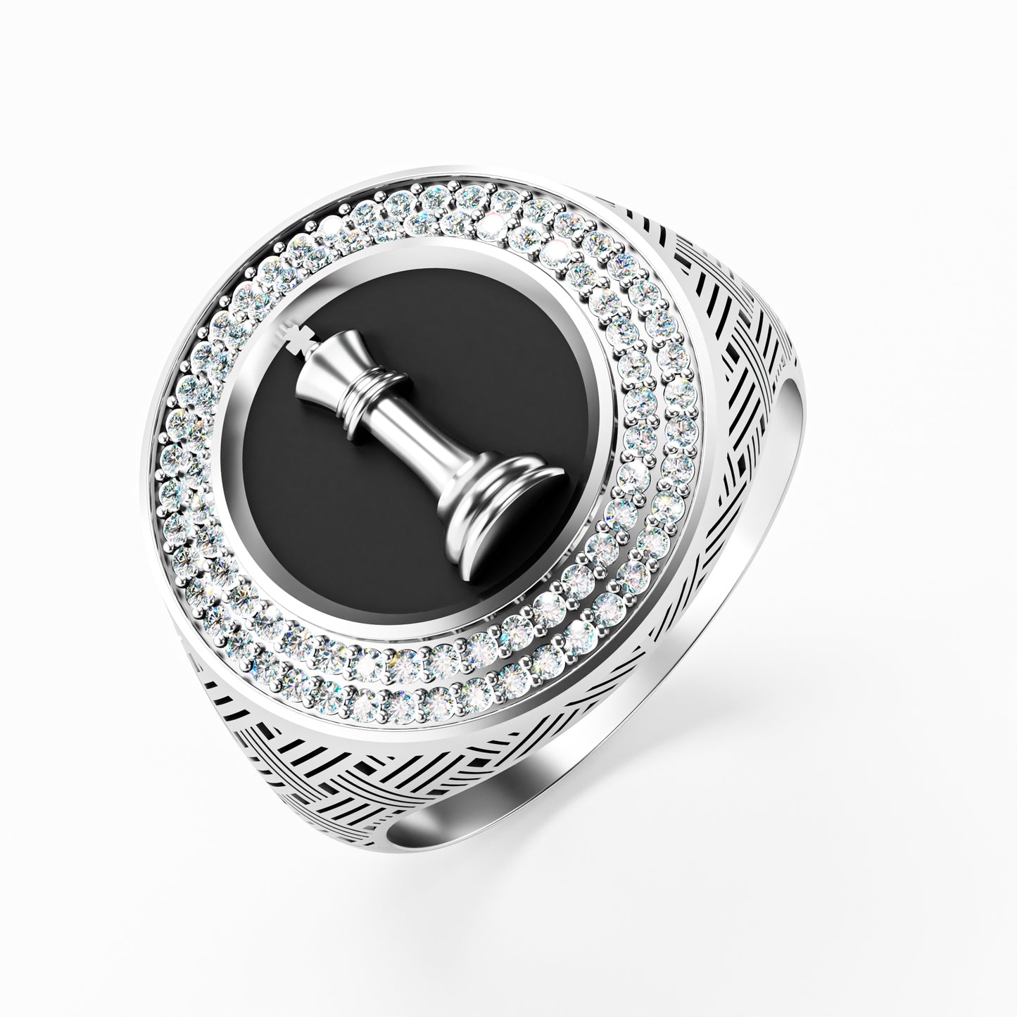 The King - Chess King Diamond Signet | onyx Ring by Gehnok