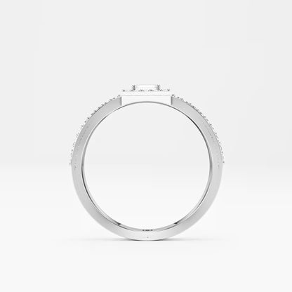 Emerald-Cut Halo Ring, Double Criss-Cross Pavé Band