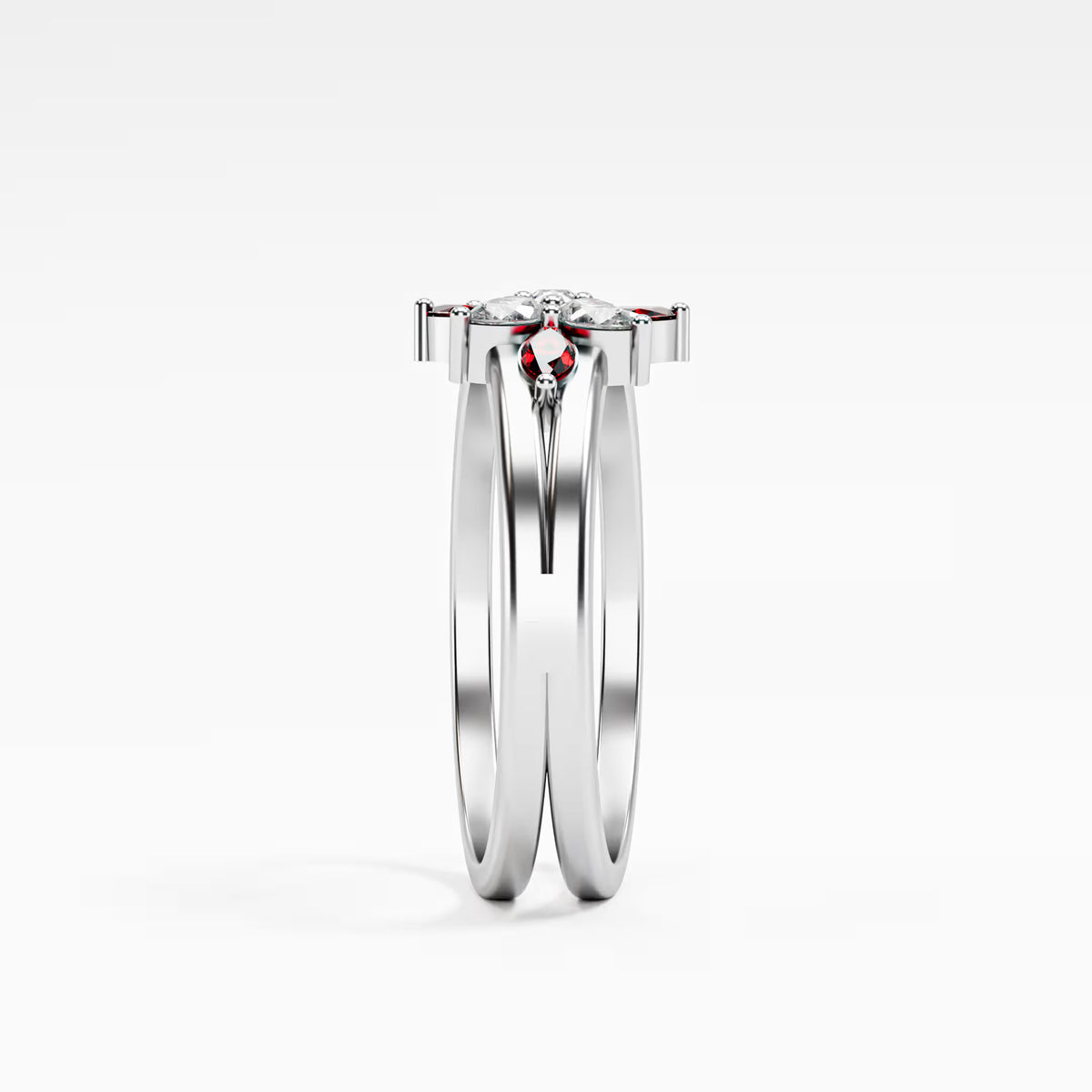 Ruby & Diamond Floating Star Cluster Ring