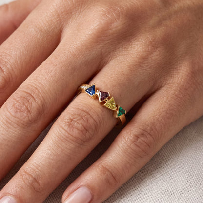 Four-Stone Trillion Cascade Ring