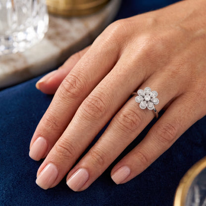 The Blossom - Two-Tone Gold Floral Diamond Cluster Ring