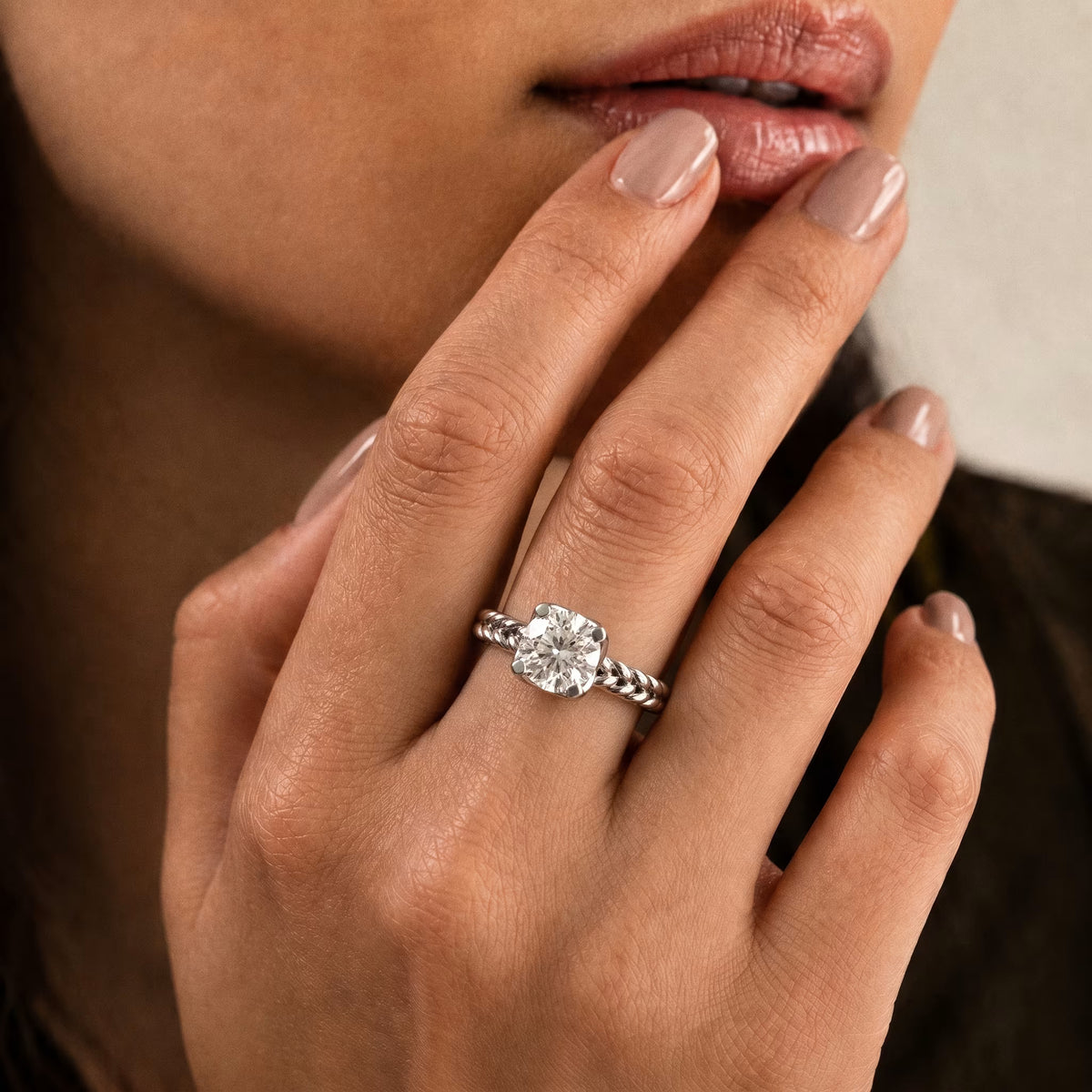 The Rope Solitaire - Twisted Braid Diamond Ring