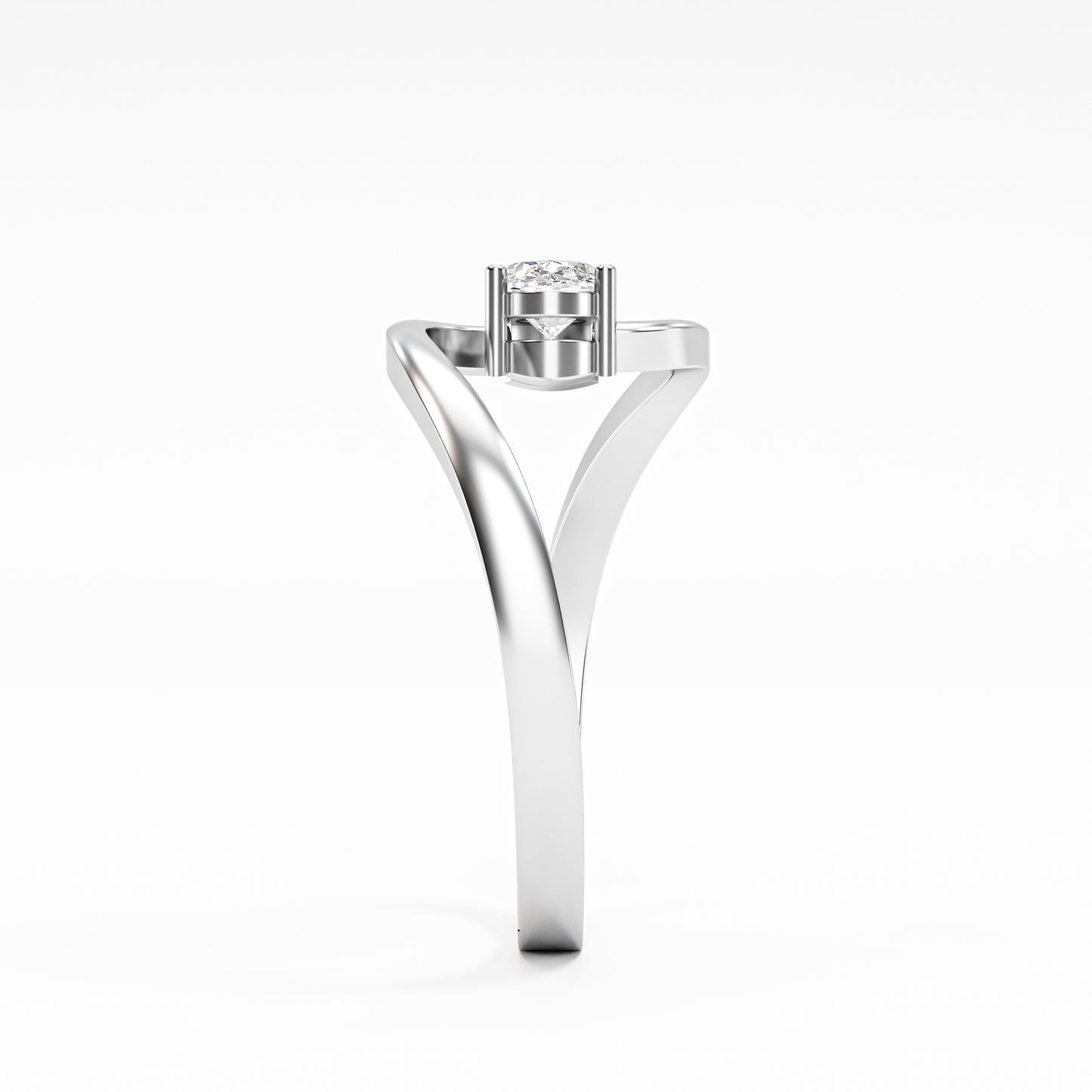The Swirl - Oval Diamond Bypass Loop Ring by Gehnok