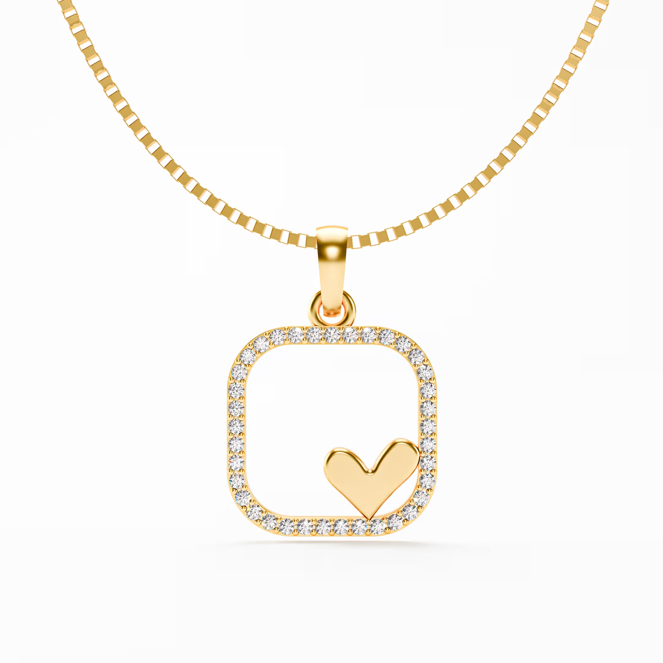 The Open Frame - Diamond Pave Heart Pendant