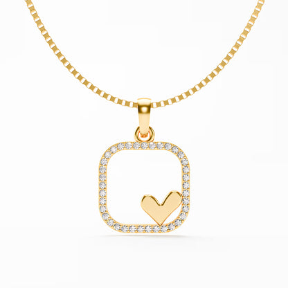 The Open Frame - Diamond Pave Heart Pendant