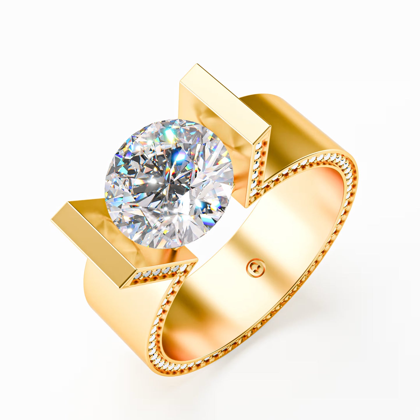 The Floating Stone - Men's Bar Set Diamond Ring