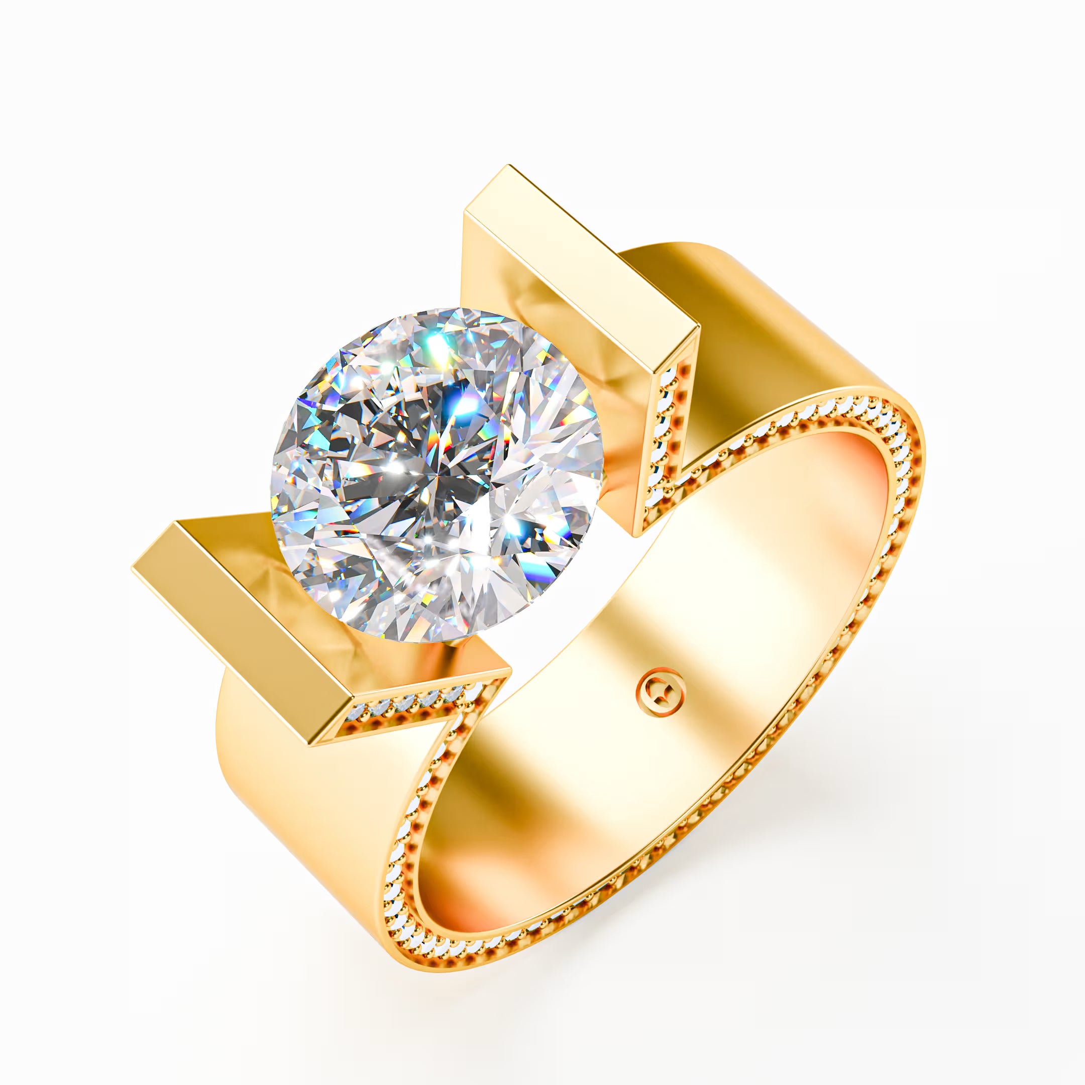 The Floating Stone - Men's Bar Set Diamond Ring