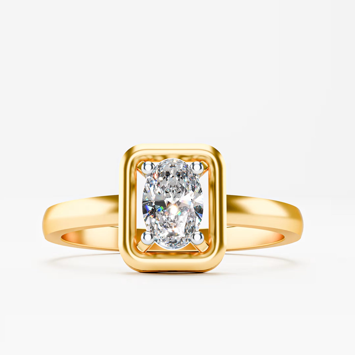 The Swirl - Oval Diamond Open Frame Solitaire Ring