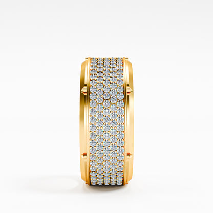 14K Solid Gold Men's Full Pavé Diamond Ring | Iced Out Wide Band Ring | Luxury Men's Statement Ring | Multi-Row Diamond Men's Ring | Bold Gift for Him | Fine Men's Jewelry