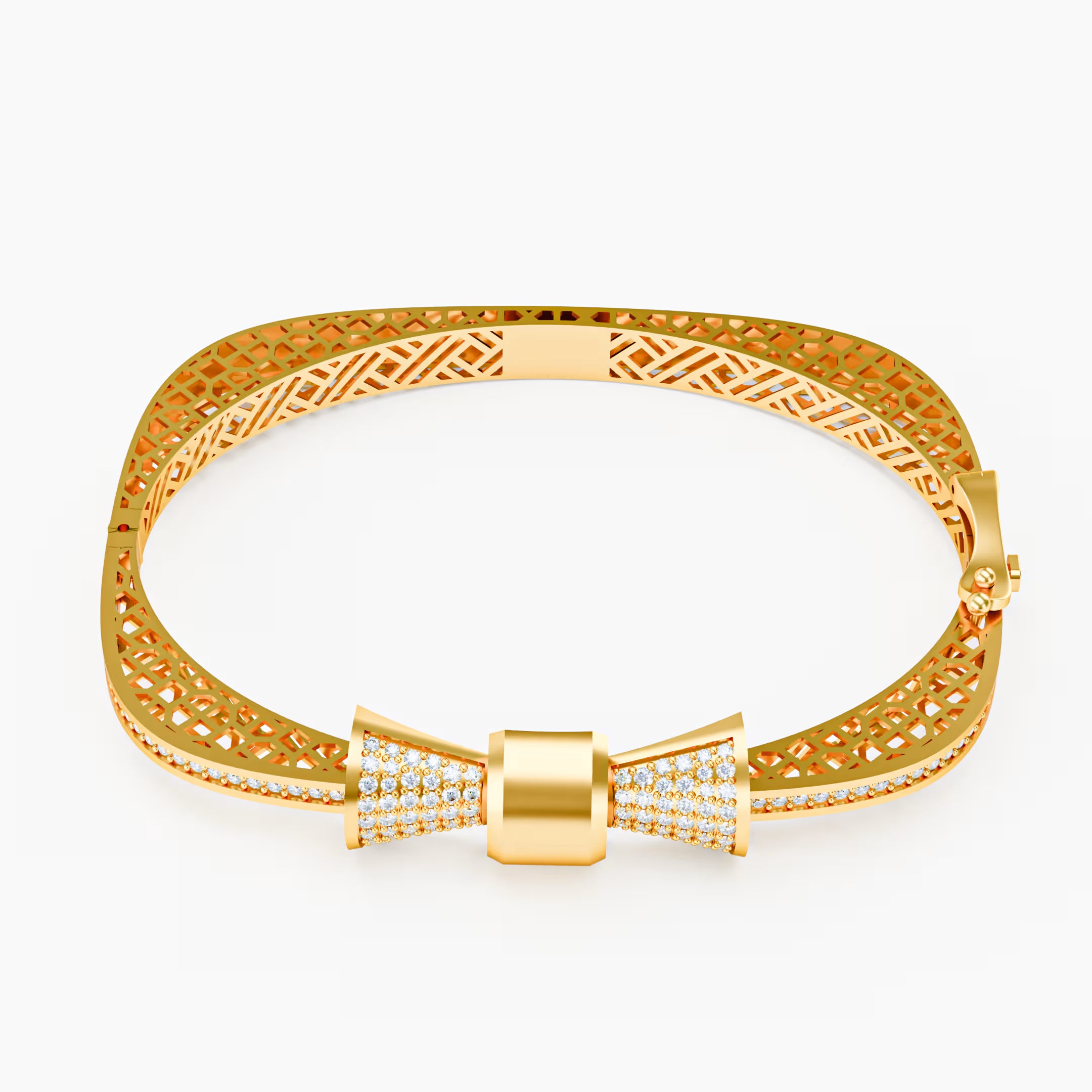 The Rose Bow - Diamond Pavé Bow Bangle