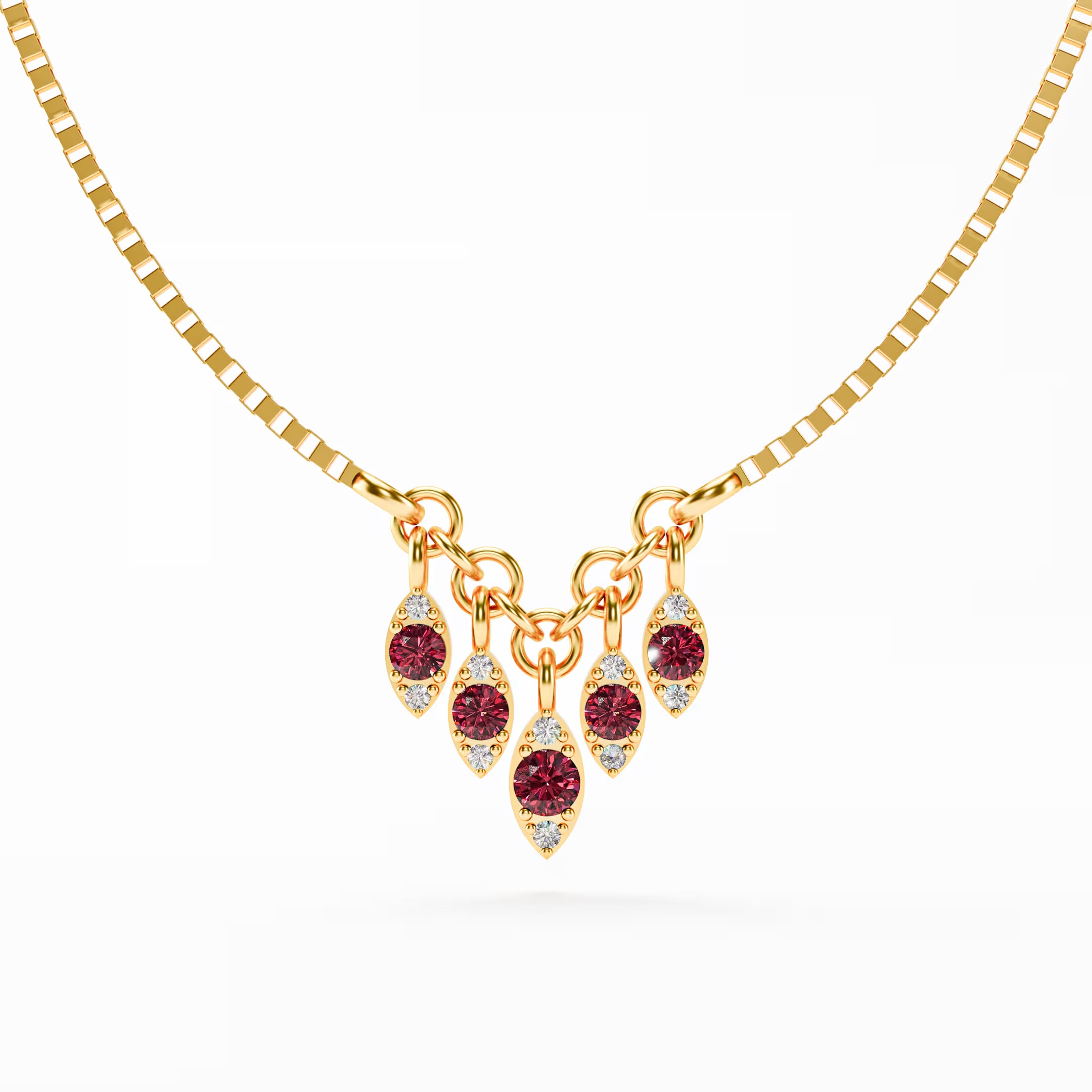 The Fringe - Ruby Diamond Graduated Charm Necklace