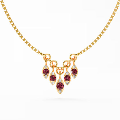 The Fringe - Ruby Diamond Graduated Charm Necklace