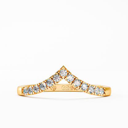 14K Solid Gold Diamond Chevron Ring | V-Shape Pavé Diamond Wedding Band | Wishbone Stackable Ring | Curved Diamond Bridal Band | Minimalist Stacking Ring for Her