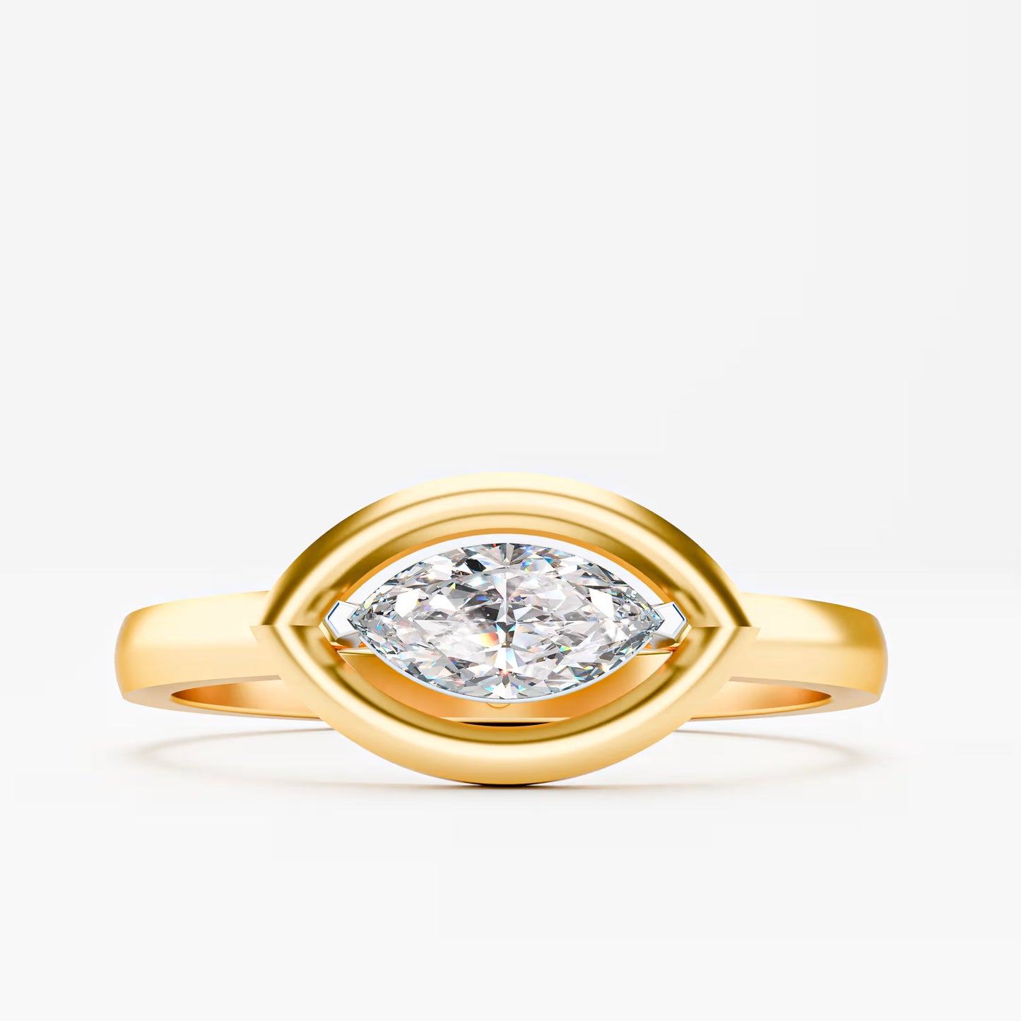 Marquise Eye-Halo Solitaire Ring