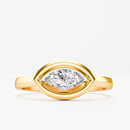 Marquise Eye-Halo Solitaire Ring
