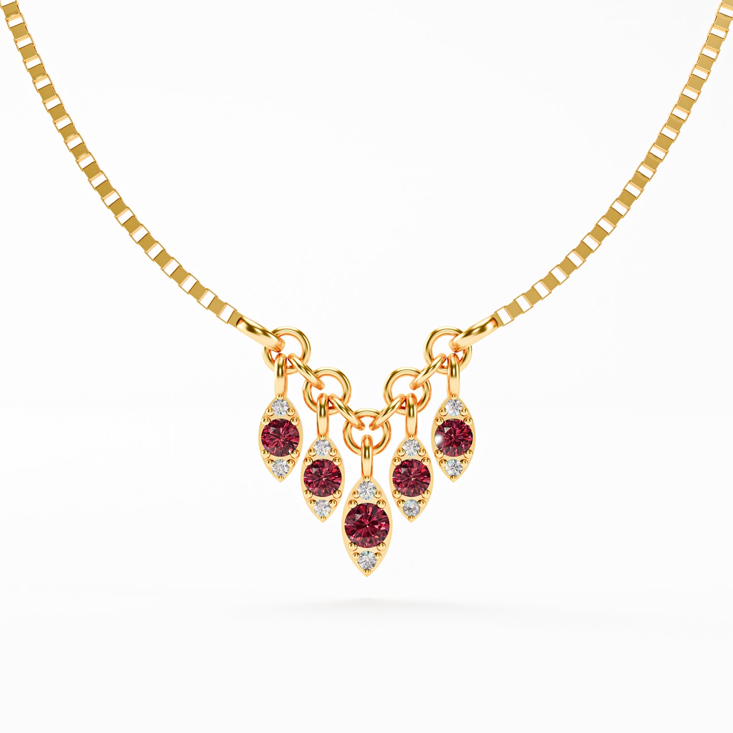The Fringe - Ruby Diamond Graduated Charm Necklace