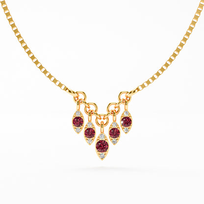 The Fringe - Ruby Diamond Graduated Charm Necklace