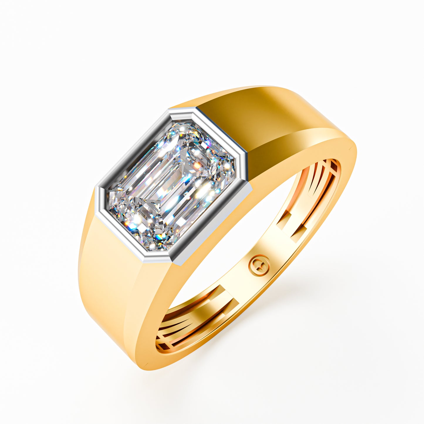 The Executive Two-Tone Gold Men's East-West Emerald Cut Diamond Ring