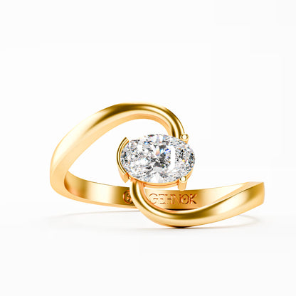 The Swirl - Oval Diamond Bypass Loop Ring by Gehnok