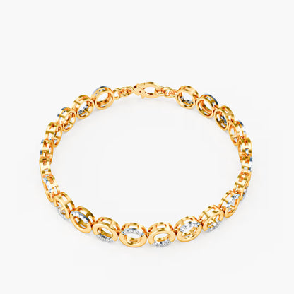 The Circle Link - Two-Tone Gold Diamond Pavé Geometric Bracelet