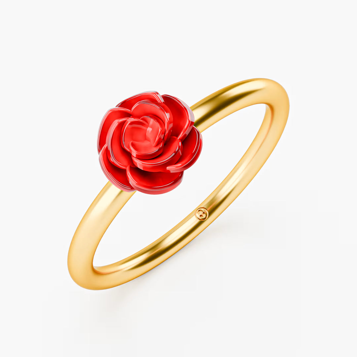 Red Enamel Rose Ring