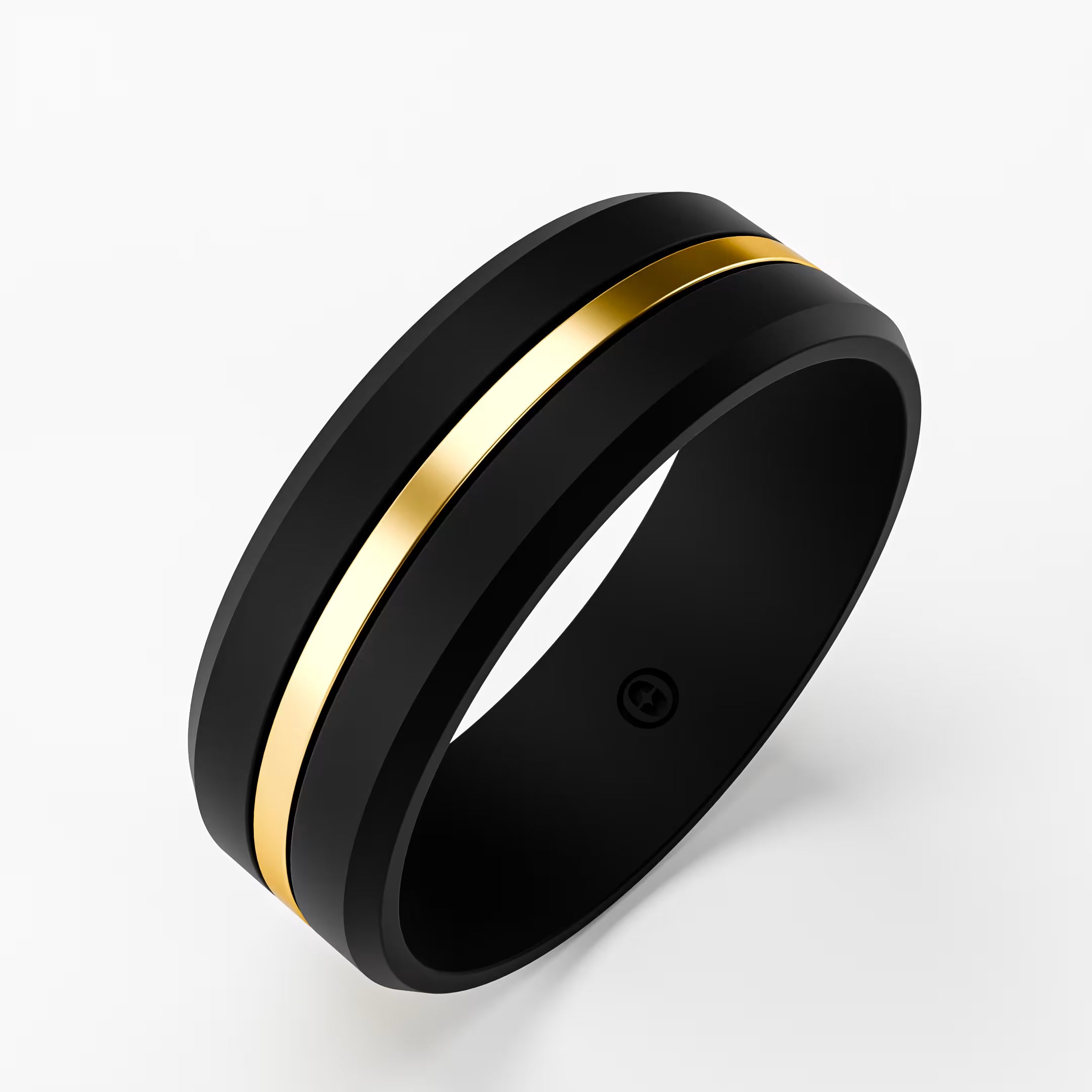The Onyx Stripe - Black Onyx Band with Gold Center Inlay