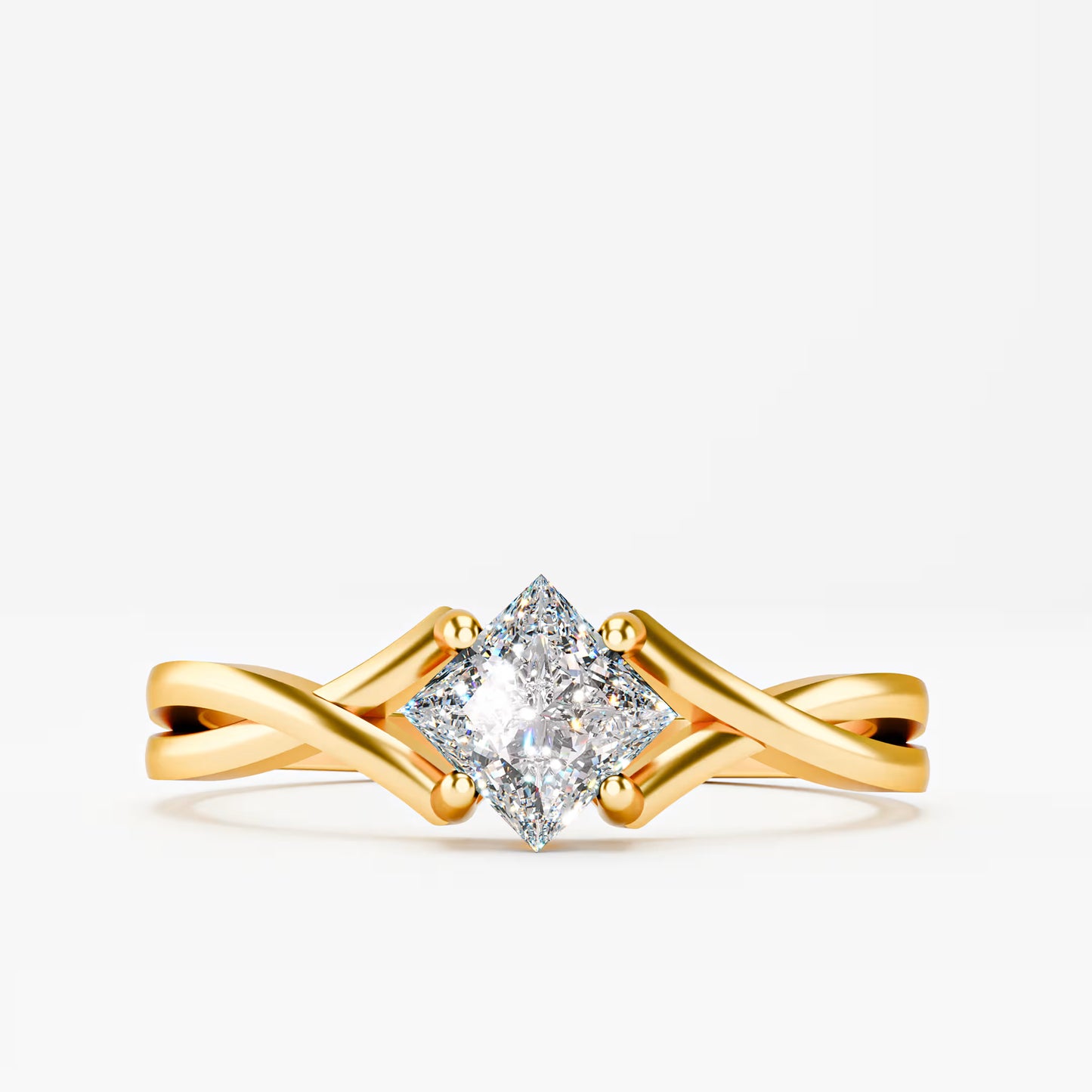 Princess Cut Twist Crossover Ring