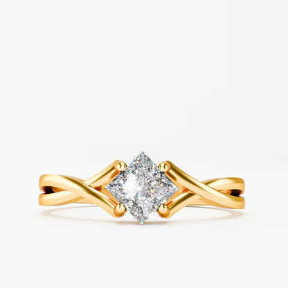 Princess Cut Twist Crossover Ring