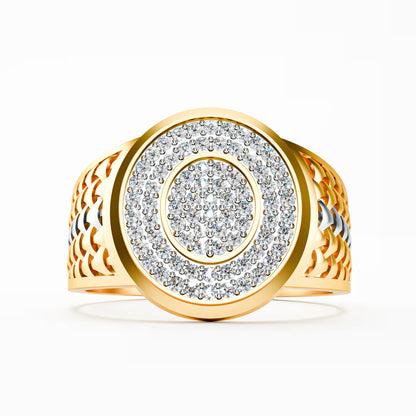 The Woven Dome - Tri-Color Gold Diamond Cluster Ring