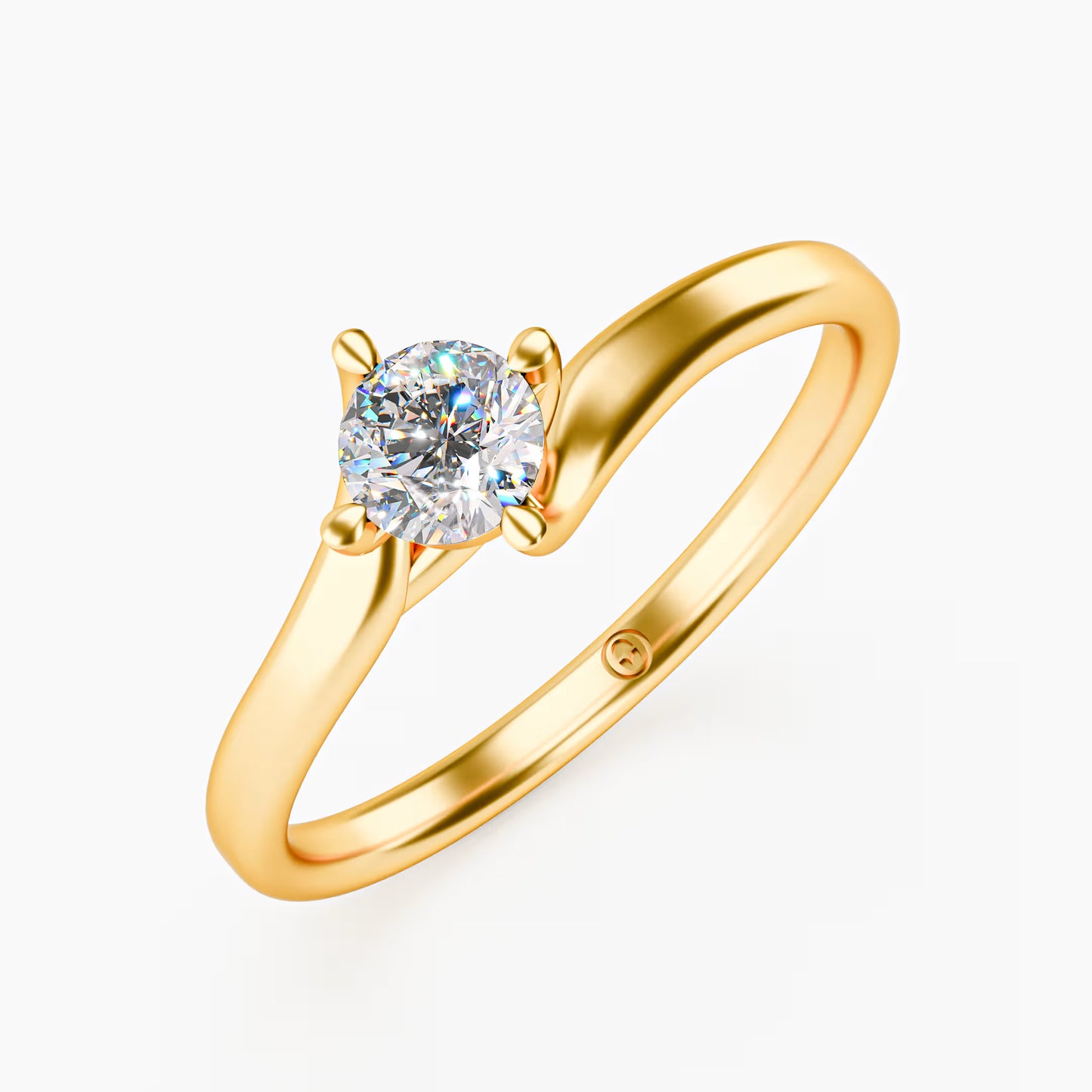 The Soft Solitaire - Gold Round Prong Diamond Comfort Fit Ring