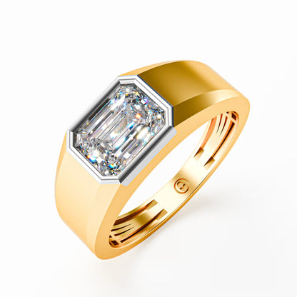 The Executive Two-Tone Gold Men's East-West Emerald Cut Diamond Ring
