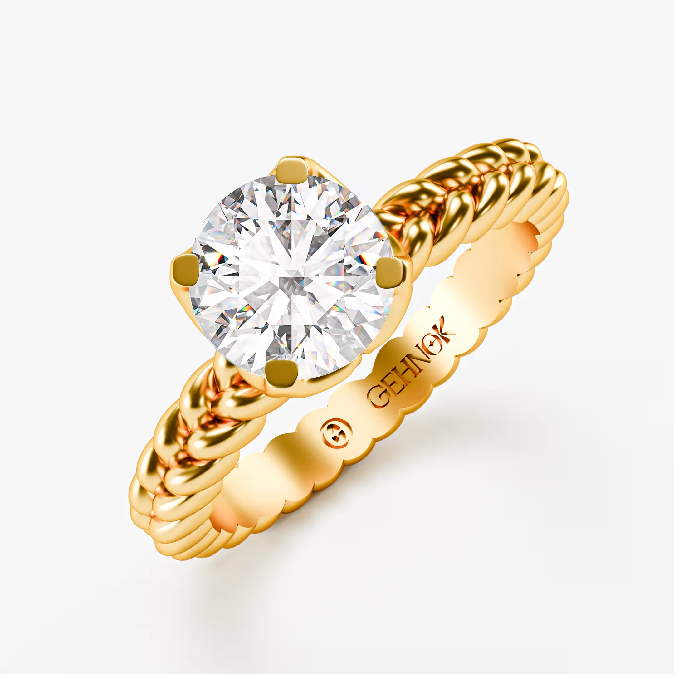 The Rope Solitaire - Twisted Braid Diamond Ring by Gehnok