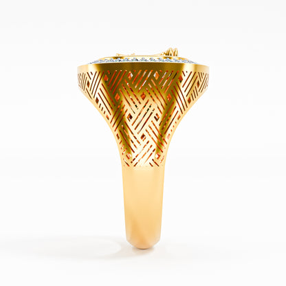 14K Solid Gold Men's Chess King Signet Ring | Black Onyx Diamond Halo Ring | 3D Chess Piece Statement Ring | Iced Out Men's Signet Ring | Luxury Gift for Him | Fine Men's Jewelry