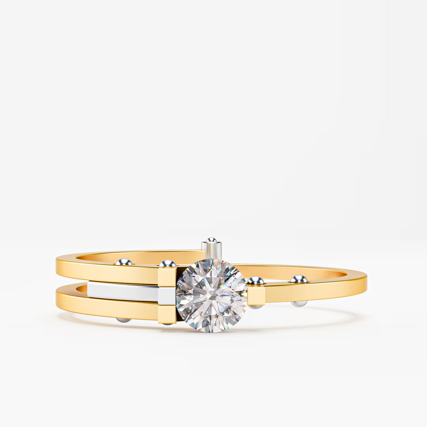 Double Rail Open-Shank Solitaire Ring