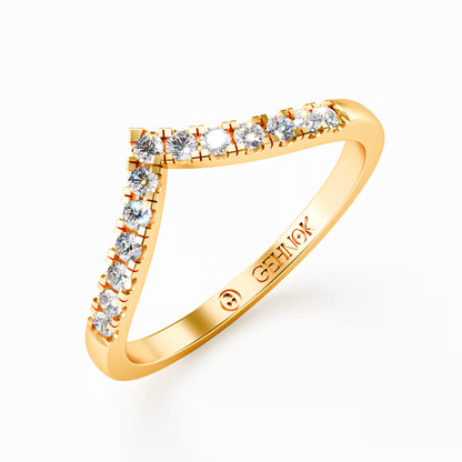 The Chevron Band - Gold Diamond V-Shape Stackable Ring by Gehnok