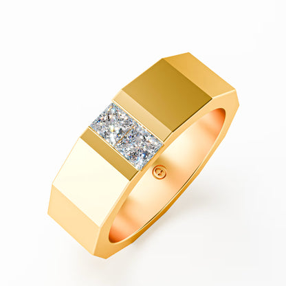 The Facet - Men's Faceted Princess Cut Diamond Duo Ring
