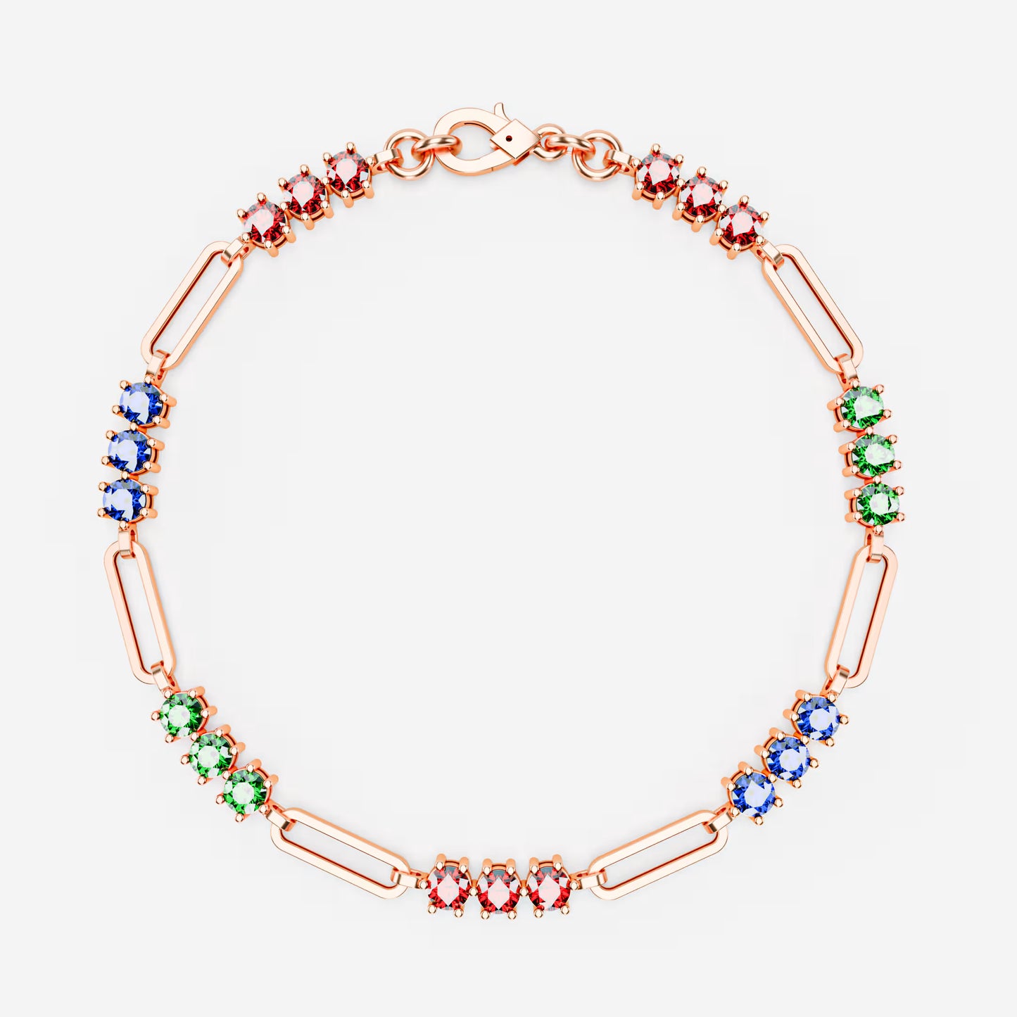 The Prism - Women's Rainbow Multi-Color Gemstone Paperclip Chain Bracelet
