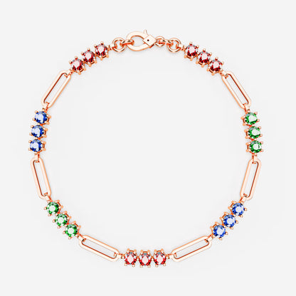 The Prism - Women's Rainbow Multi-Color Gemstone Paperclip Chain Bracelet