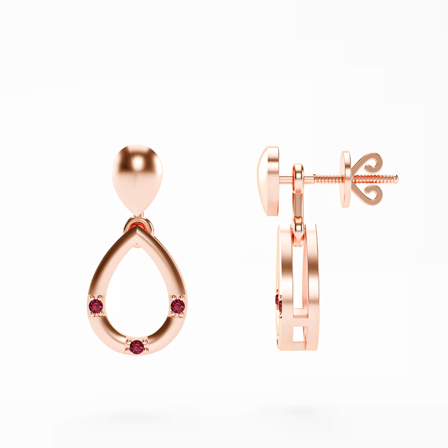 The Open Teardrop - Ruby Accent Drop Earrings
