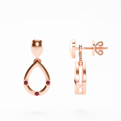 The Open Teardrop - Ruby Accent Drop Earrings