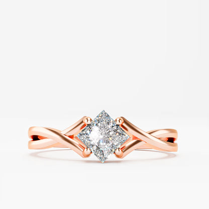 Princess Cut Twist Crossover Ring