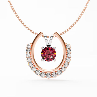 The Floating Ruby - Horseshoe Halo Pendant