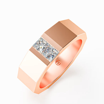 The Facet - Men's Faceted Princess Cut Diamond Duo Ring