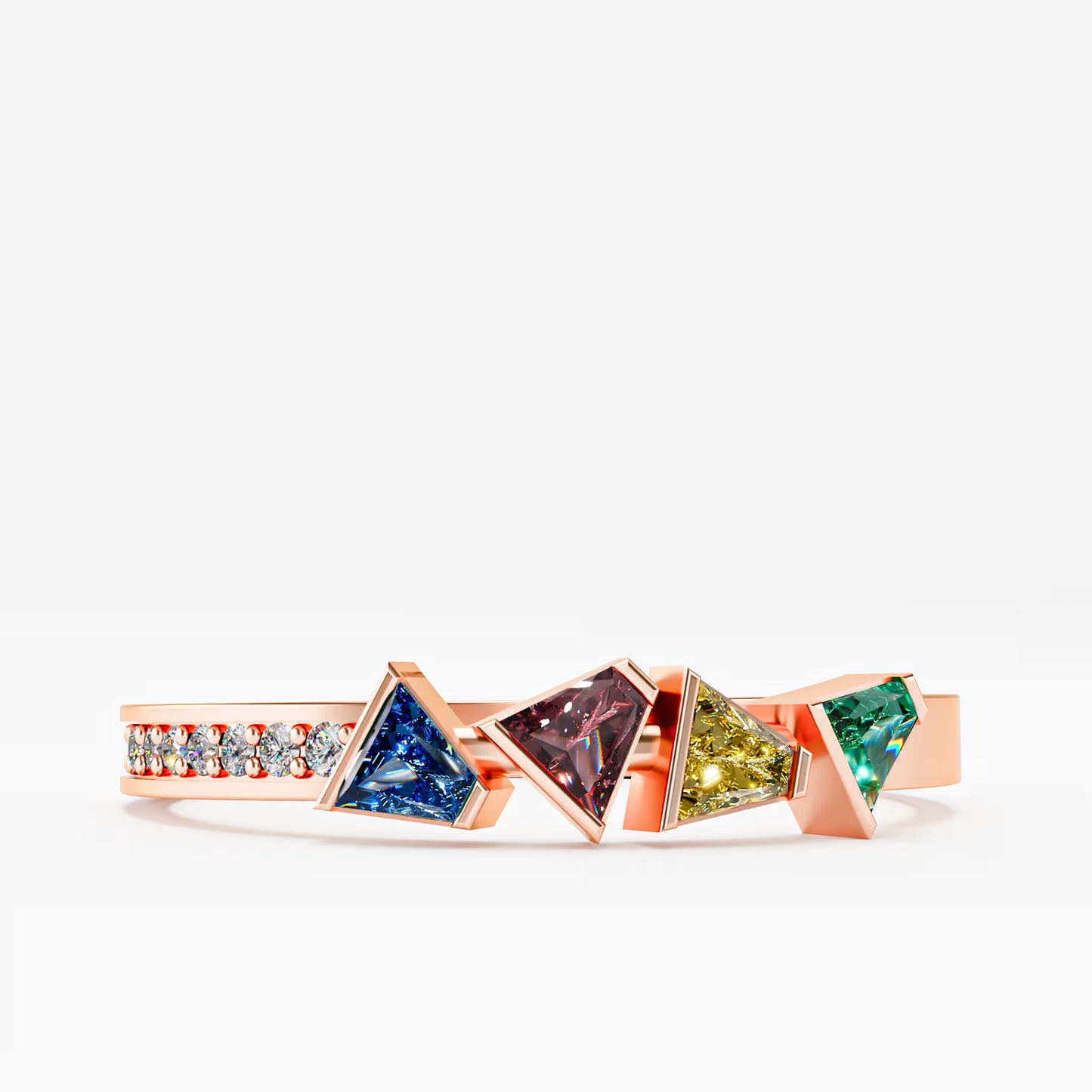 Four-Stone Trillion Cascade Ring