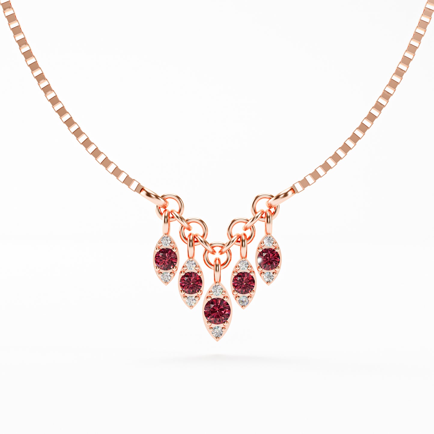 The Fringe - Ruby Diamond Graduated Charm Necklace