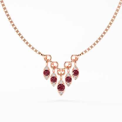 The Fringe - Ruby Diamond Graduated Charm Necklace